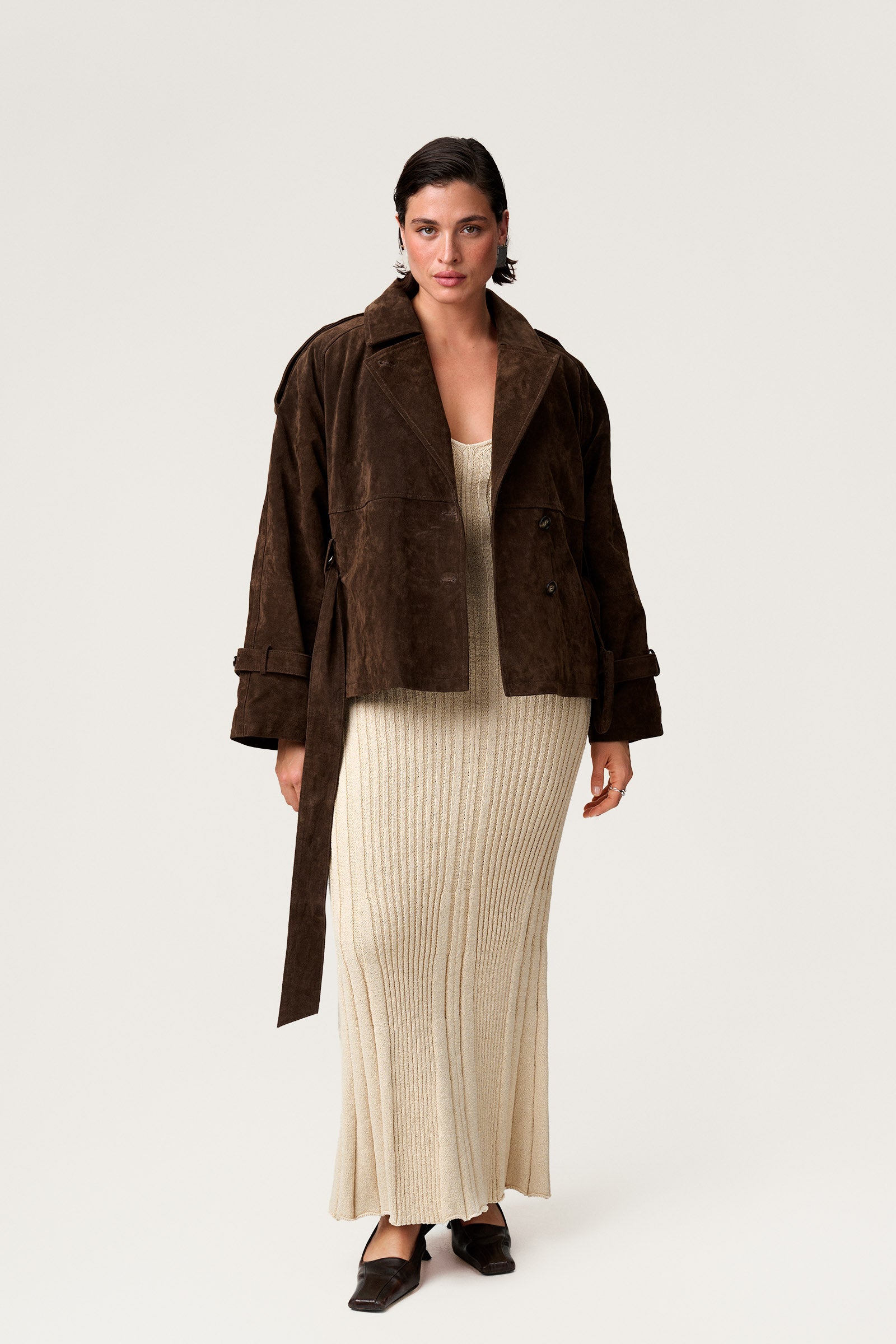 Annabel | Veste en daim ceinturée